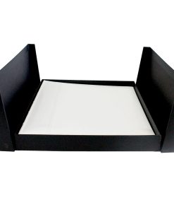 Drymount Album Presentation Box Open Lying Flat With White Leather Album Inside