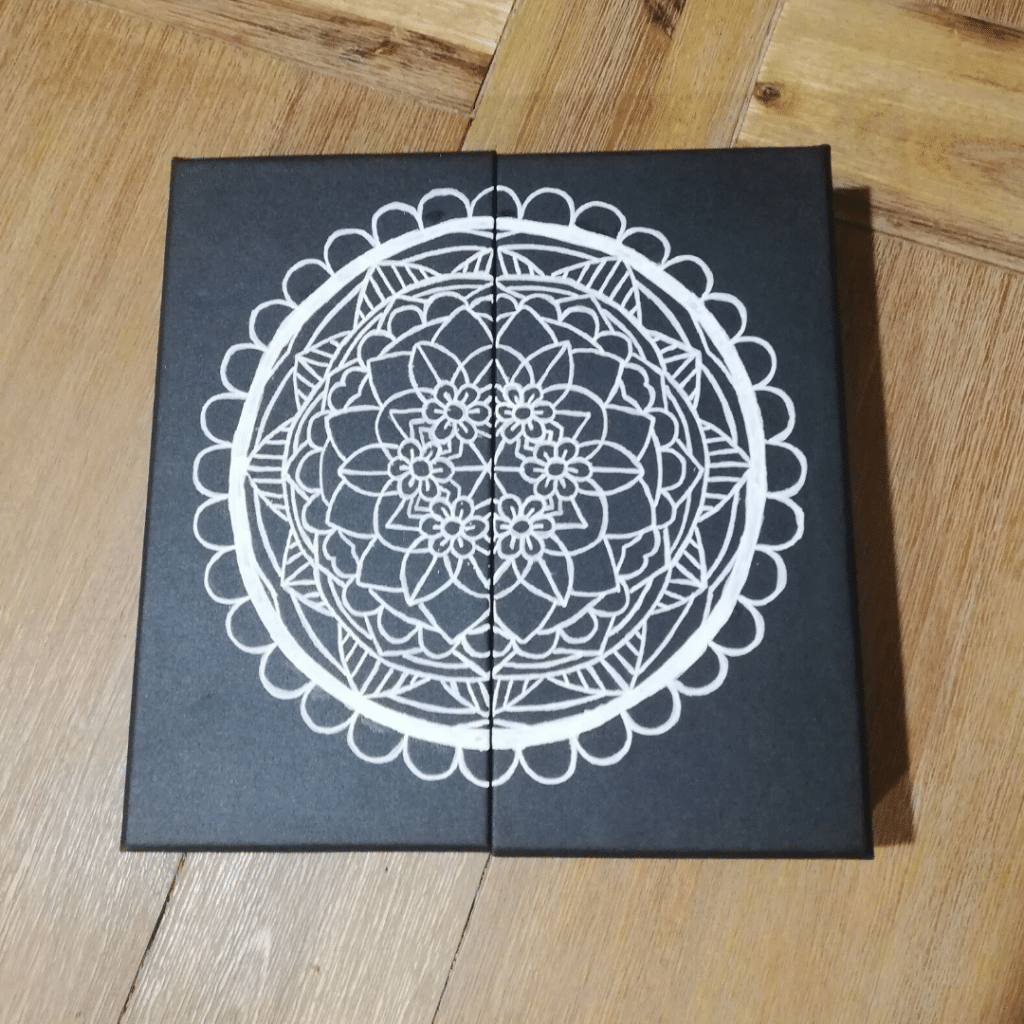 Painted mandala on presentation box